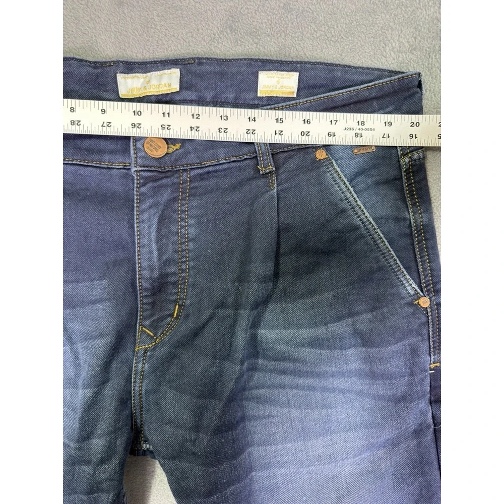 Jimmy & Jordan Moto Jeans Mens 40x26 Blue Straight Balloon Fit Dark Wash Denim